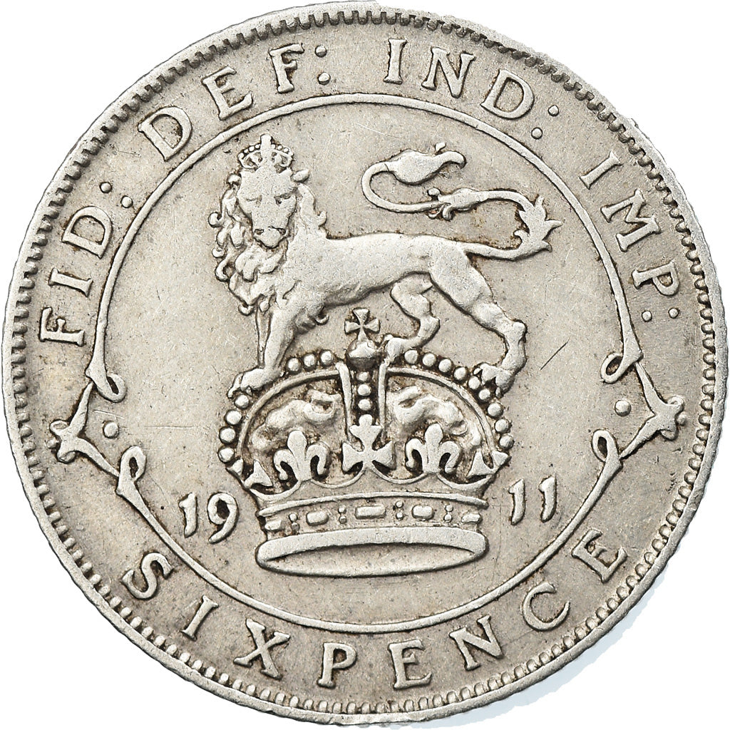 Coin, Great Britain, George V, 6 Pence, 1911, VF(30-35), Silver, KM:815