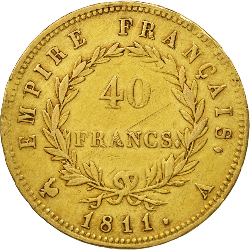 Munten, Frankrijk, Napoléon I, 40 Francs, 1811, Paris, ZF, Goud, KM:696.1