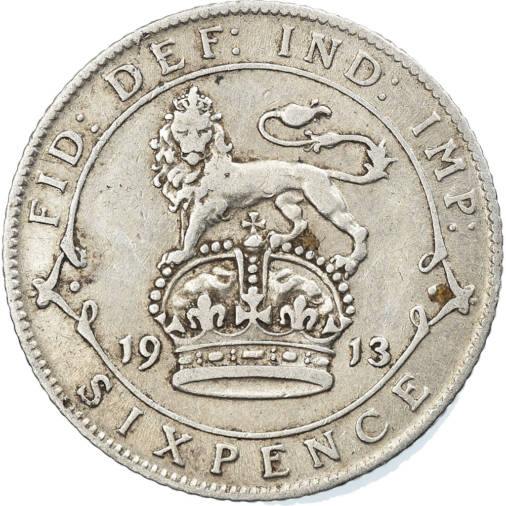 Coin, Great Britain, George V, 6 Pence, 1913, AU(50-53), Silver, KM:815