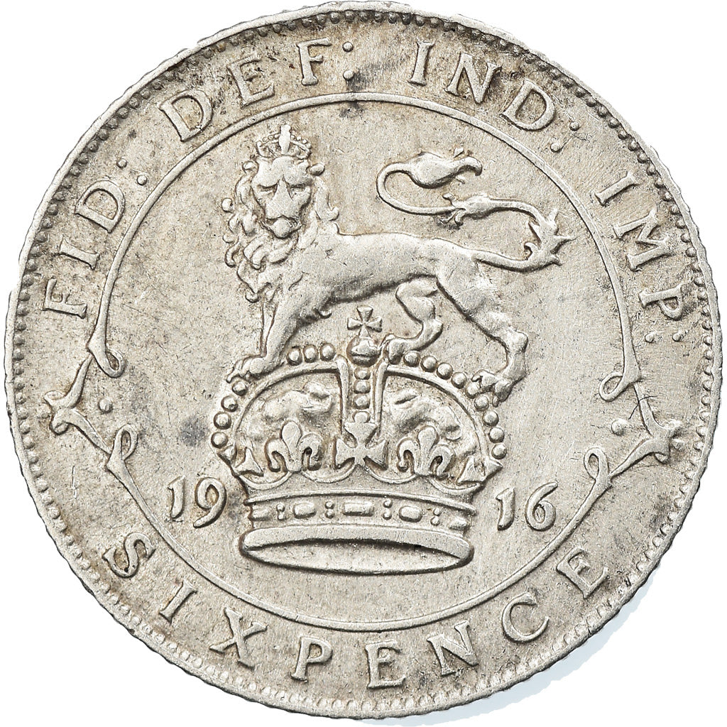 Münze, Großbritannien, George V, 6 Pence, 1916, SS+, Silber, KM:815