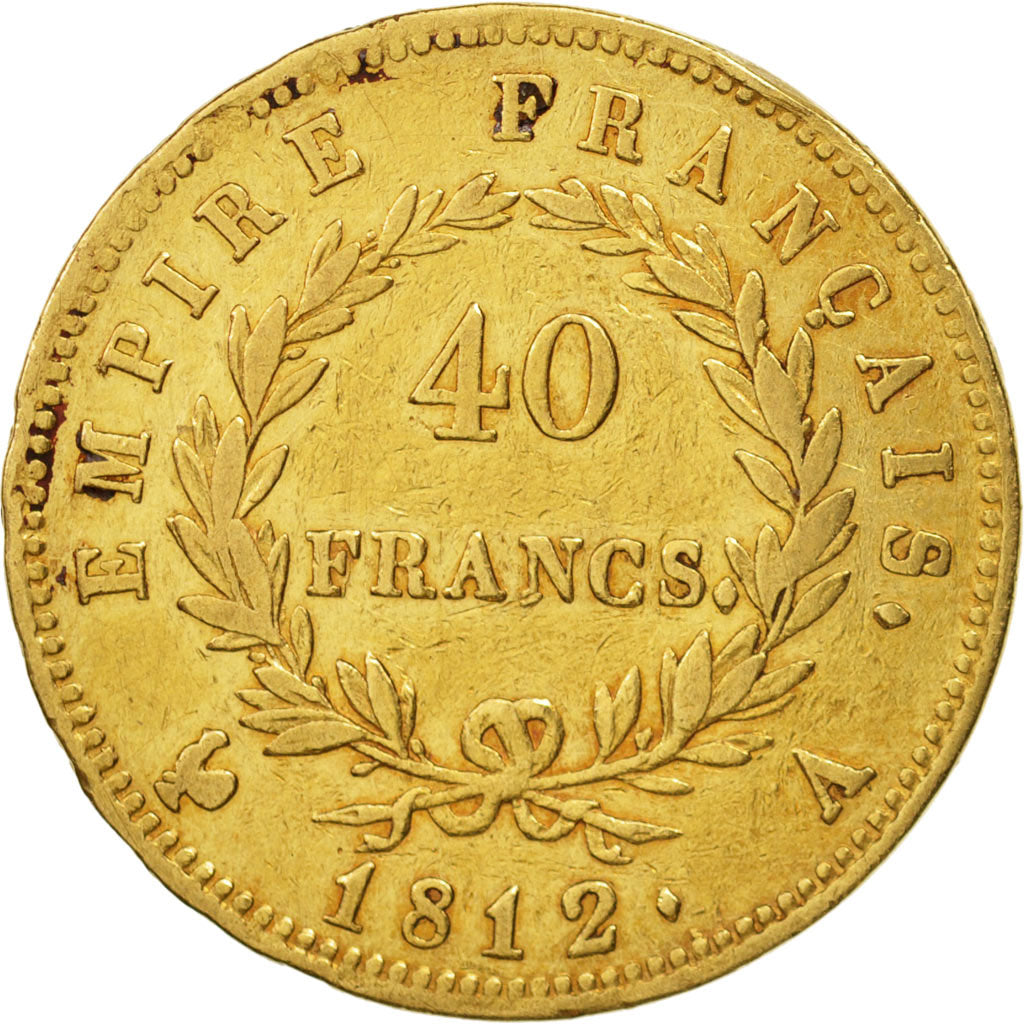 Francia, Napoléon I, 40 Francs, 1812, Paris, MBC, Oro, KM:696.1