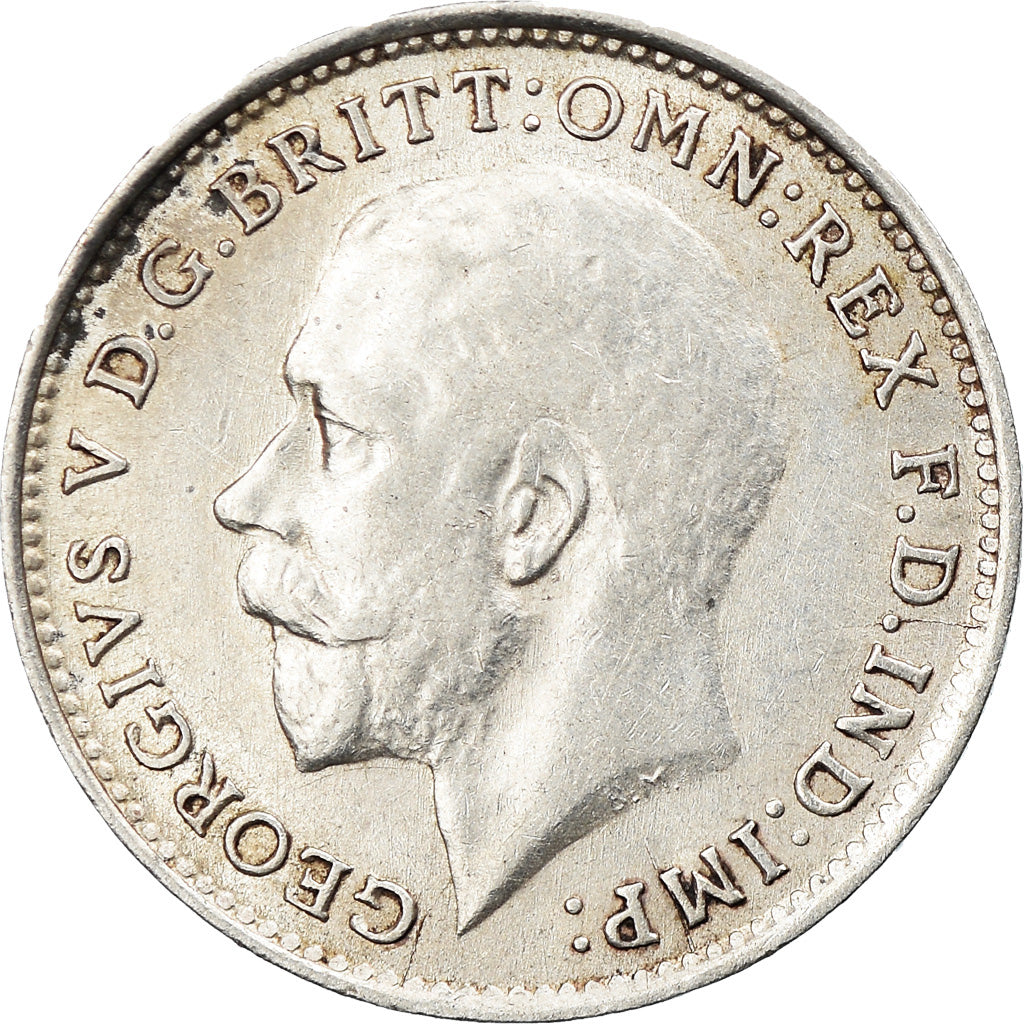 Coin, Great Britain, George V, 3 Pence, 1916, AU(55-58), Silver, KM:813