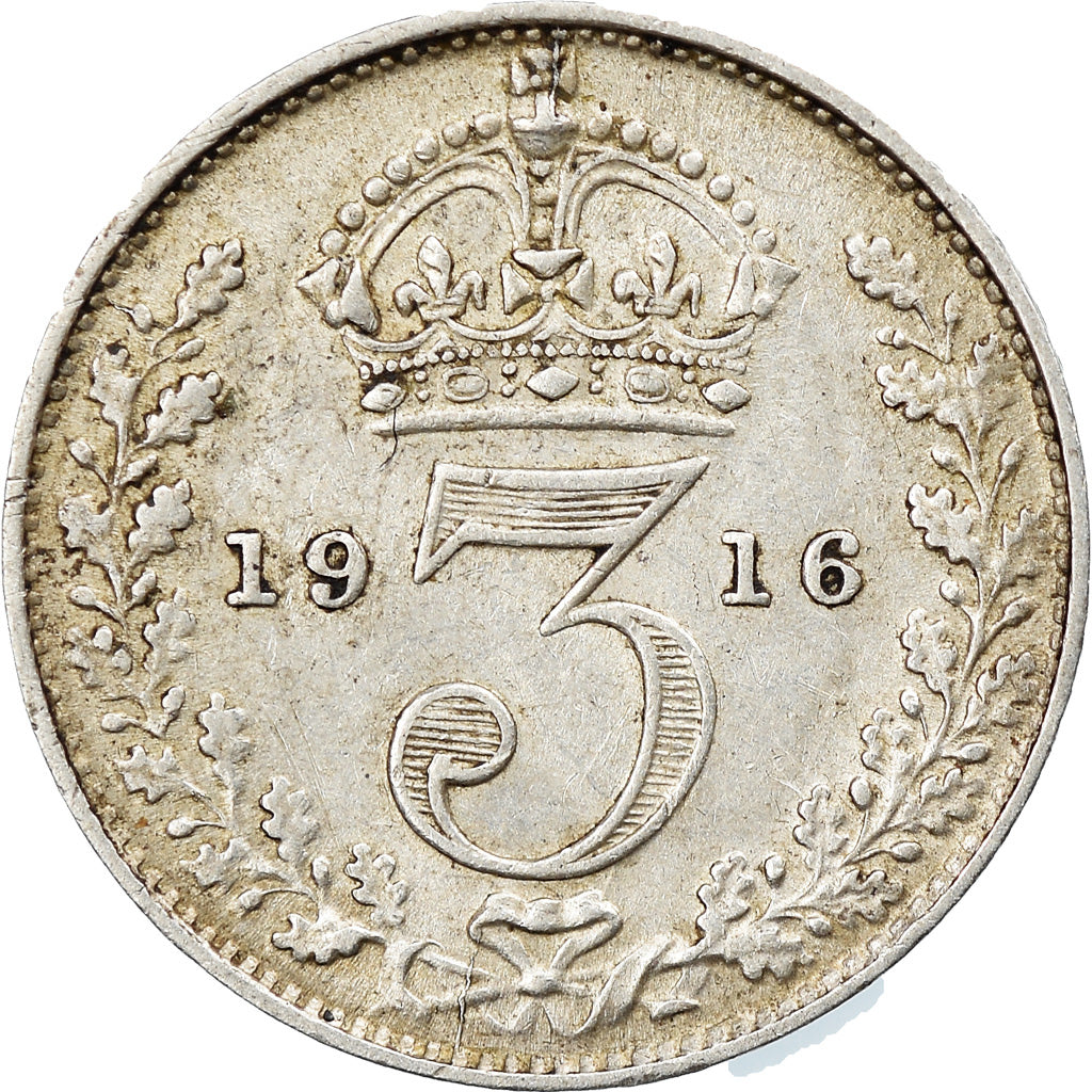 Münze, Großbritannien, George V, 3 Pence, 1916, SS, Silber, KM:813