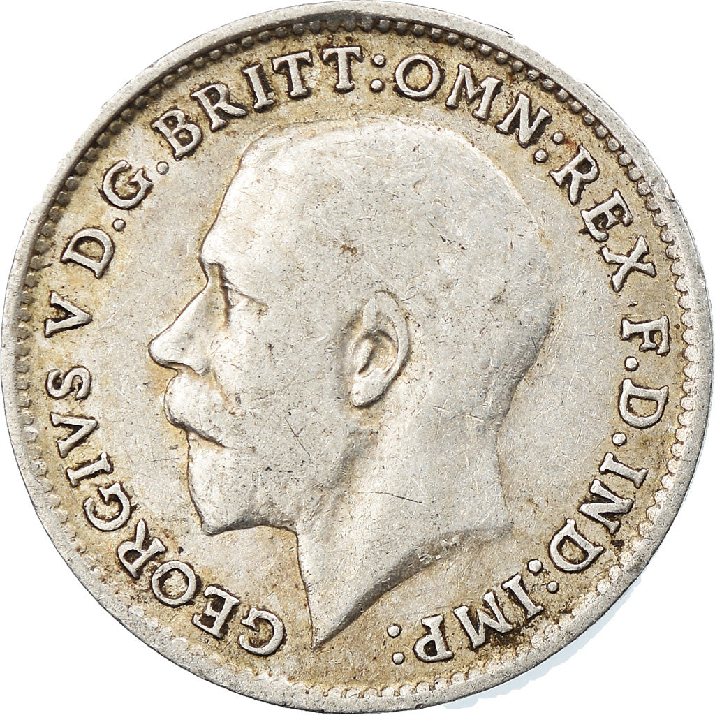 Coin, Great Britain, George V, 3 Pence, 1916, VF(30-35), Silver, KM:813