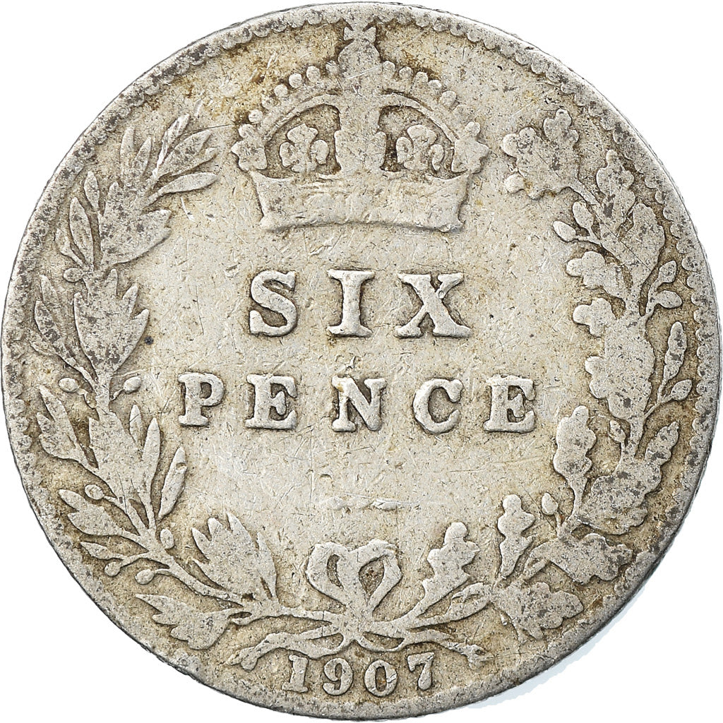 Coin, Great Britain, Edward VII, 6 Pence, 1907, VF(20-25), Silver, KM:799