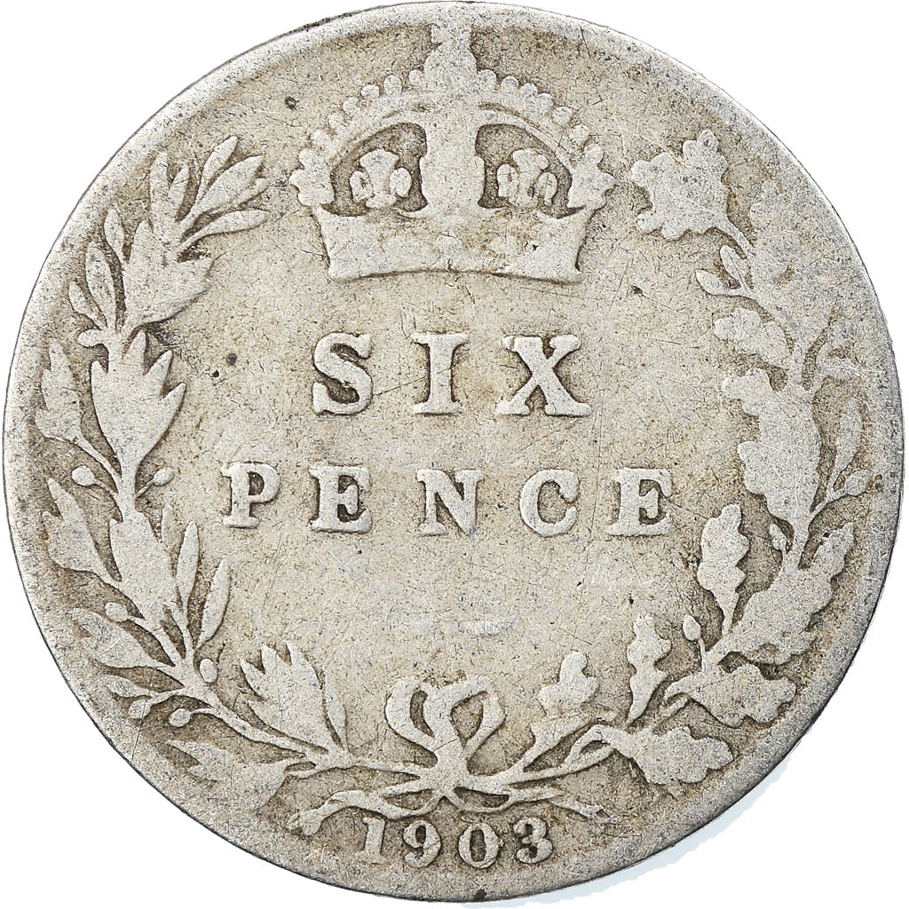 Coin, Great Britain, Edward VII, 6 Pence, 1903, VF(20-25), Silver, KM:799