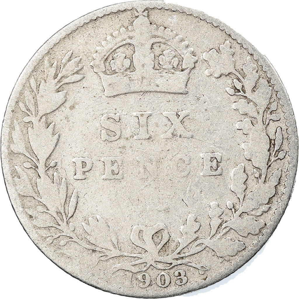 Coin, Great Britain, Edward VII, 6 Pence, 1903, VF(20-25), Silver, KM:799