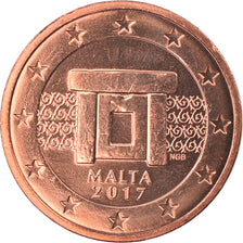 Malta, 2 Euro Cent, 2017, MS(65-70), Aço Cromado a Cobre, KM:New
