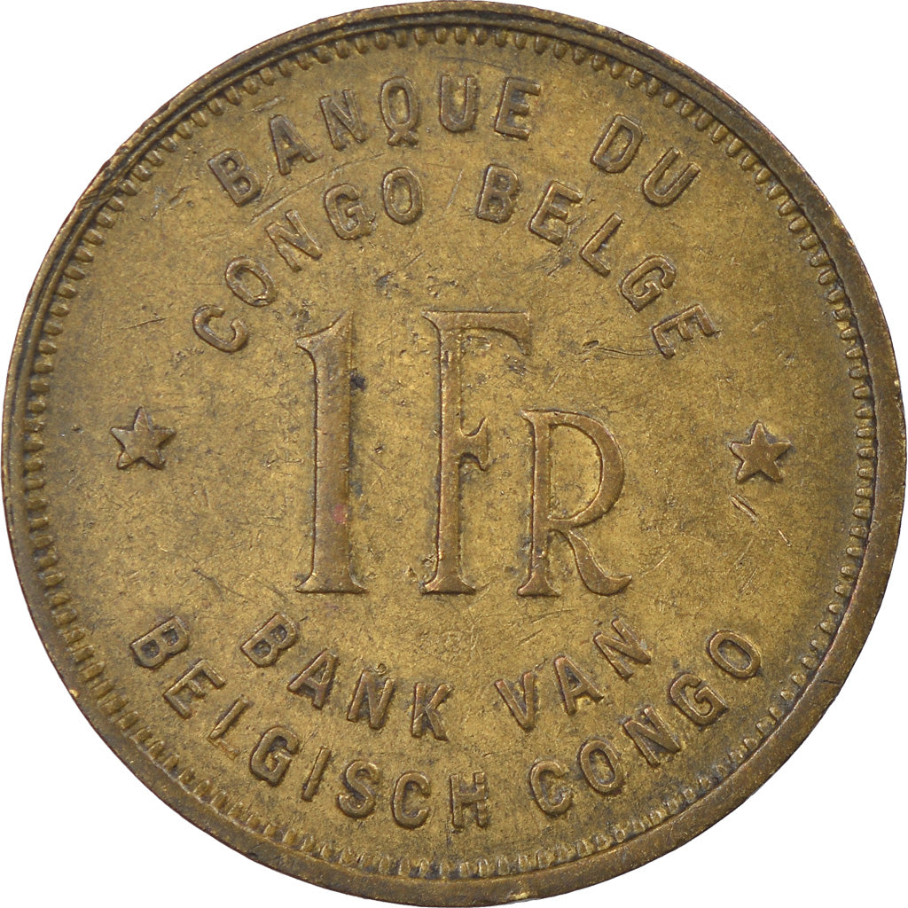 Coin, Belgian Congo, Franc, 1946, AU(50-53), Brass, KM:26