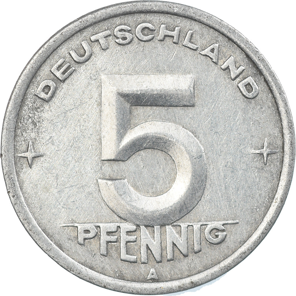 Coin, GERMAN-DEMOCRATIC REPUBLIC, 5 Pfennig, 1948, Berlin, EF(40-45), Aluminum