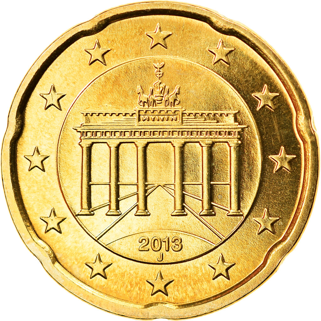 Bundesrepublik Deutschland, 20 Euro Cent, 2013, Hambourg, UNZ, Messing, KM:255