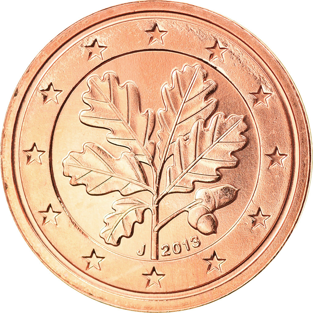 GERMANY - FEDERAL REPUBLIC, 2 Euro Cent, 2013, Hamburg, MS(63), Copper Plated