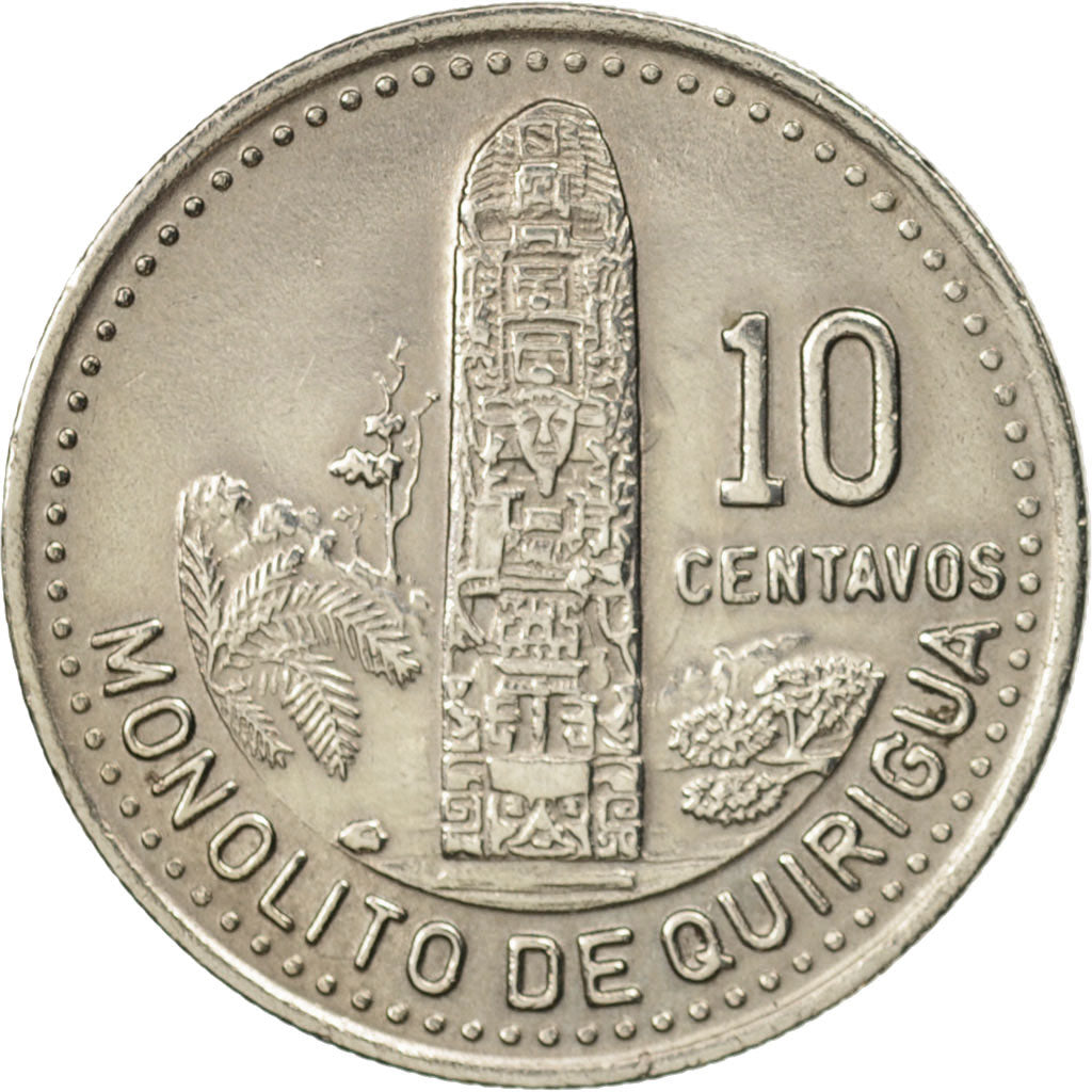 Guatemala, 10 Centavos, 1987, AU(50-53), Copper-nickel, KM:277.5
