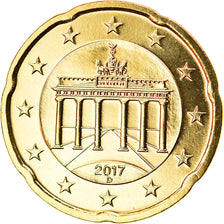 GERMANY - FEDERAL REPUBLIC, 20 Euro Cent, 2017, Munich, MS(63), Brass, KM:New