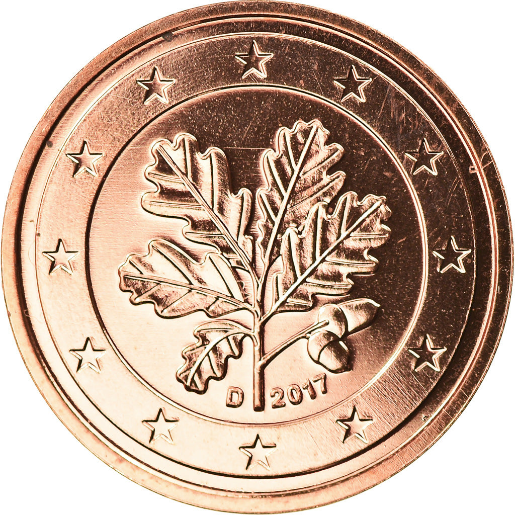 GERMANY - FEDERAL REPUBLIC, 2 Euro Cent, 2017, Munich, MS(63), Copper Plated