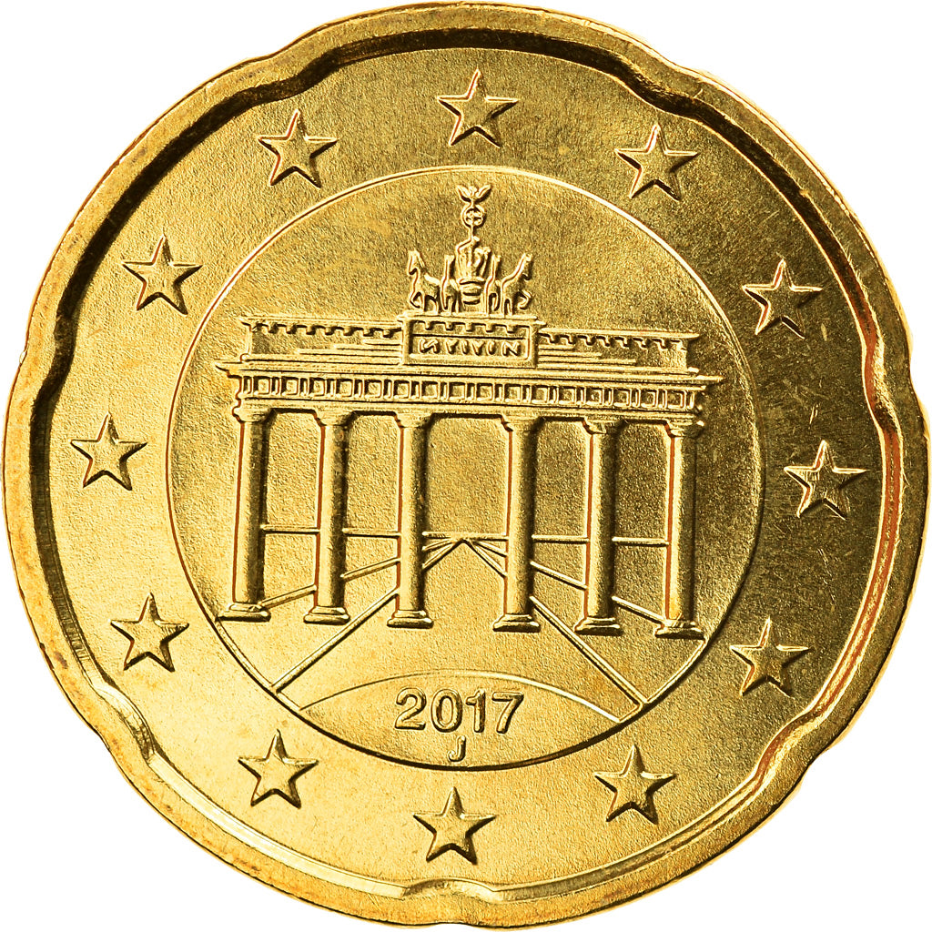 GERMANY - FEDERAL REPUBLIC, 20 Euro Cent, 2017, Hambourg, MS(63), Brass, KM:New