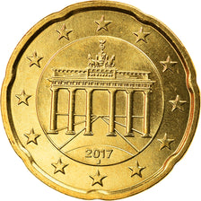 GERMANY - FEDERAL REPUBLIC, 20 Euro Cent, 2017, Hambourg, MS(63), Brass, KM:New