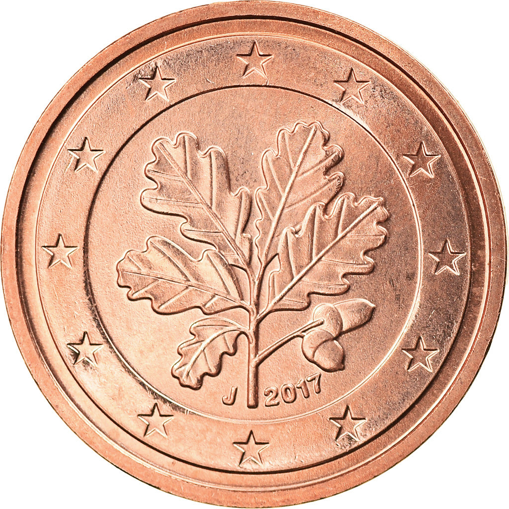 GERMANY - FEDERAL REPUBLIC, 2 Euro Cent, 2017, Hamburg, MS(63), Copper Plated