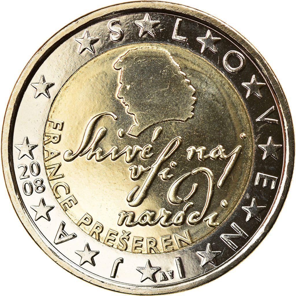 Slovenia, 2 Euro, 2008, Vantaa, MS(63), Bi-Metallic, KM:75
