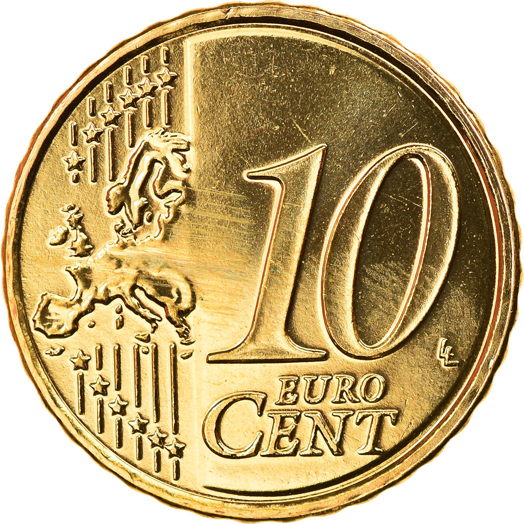 Slovenia, 10 Euro Cent, 2008, MS(65-70), Brass, KM:71