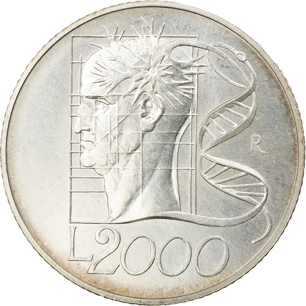 Coin, Italy, 2000 Lire, 1998, The Man, AU(55-58), Silver, KM:196