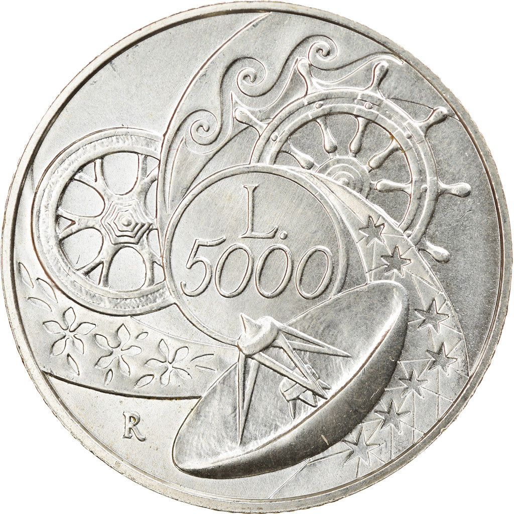 Coin, Italy, 5000 Lire, 1999, La Terra, AU(55-58), Silver, KM:198