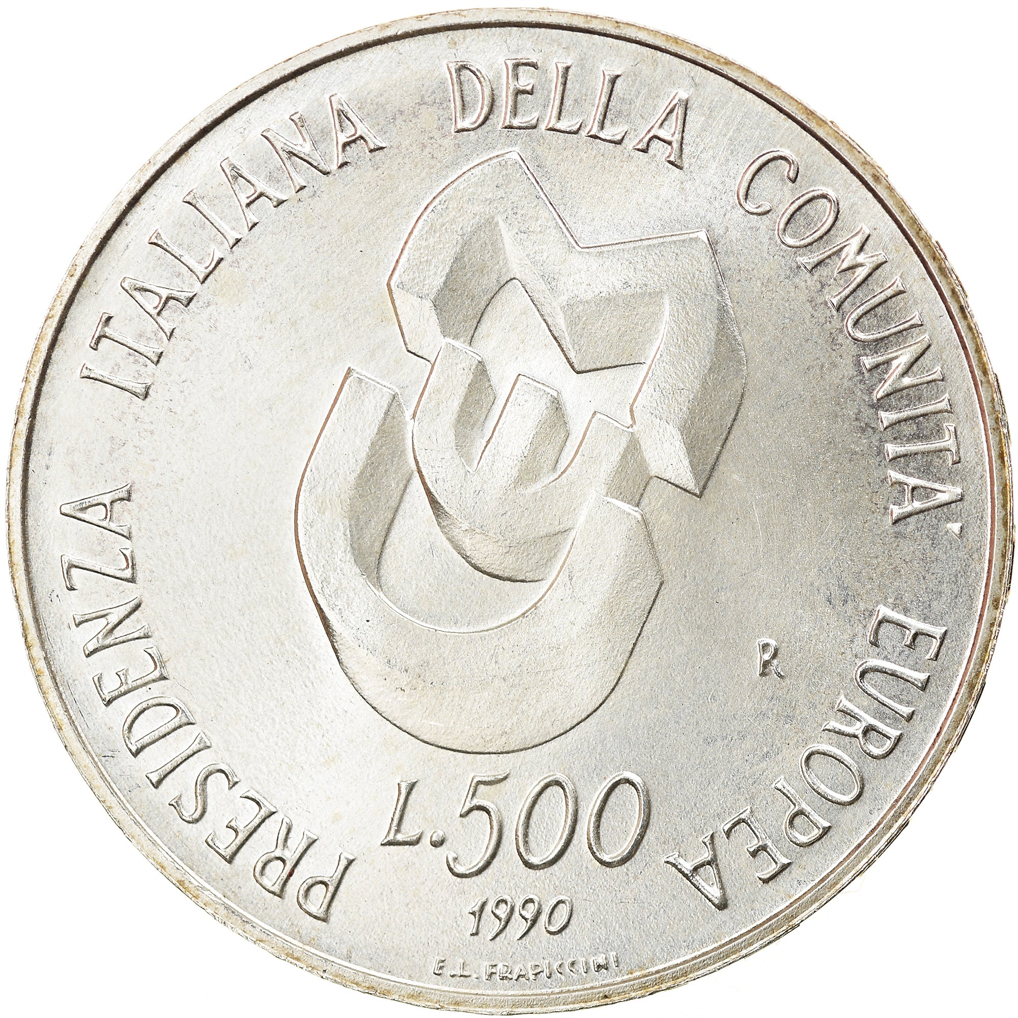 Coin, Italy, 500 Lire, 1990, Presidenza C.E.E., AU(55-58), Silver, KM:137