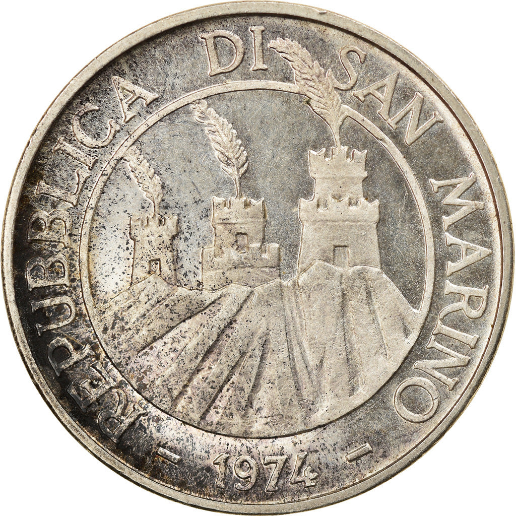 Coin, San Marino, 500 Lire, 1974, Rome, AU(50-53), Silver, KM:37