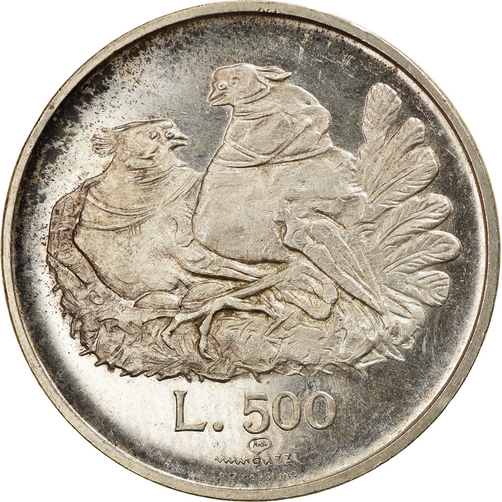 Coin, San Marino, 500 Lire, 1974, Rome, AU(50-53), Silver, KM:37