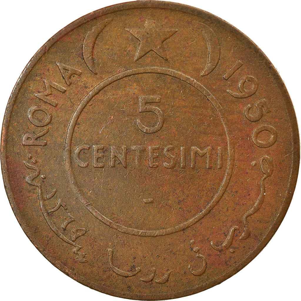 Moneta, Somalia, 5 Centesimi, 1950, EF(40-45), Miedź, KM:2