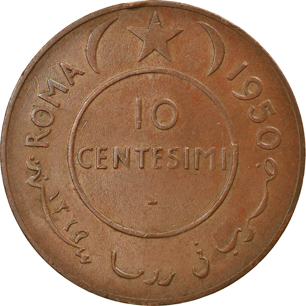 Coin, Somalia, 10 Centesimi, 1950, AU(55-58), Copper, KM:3