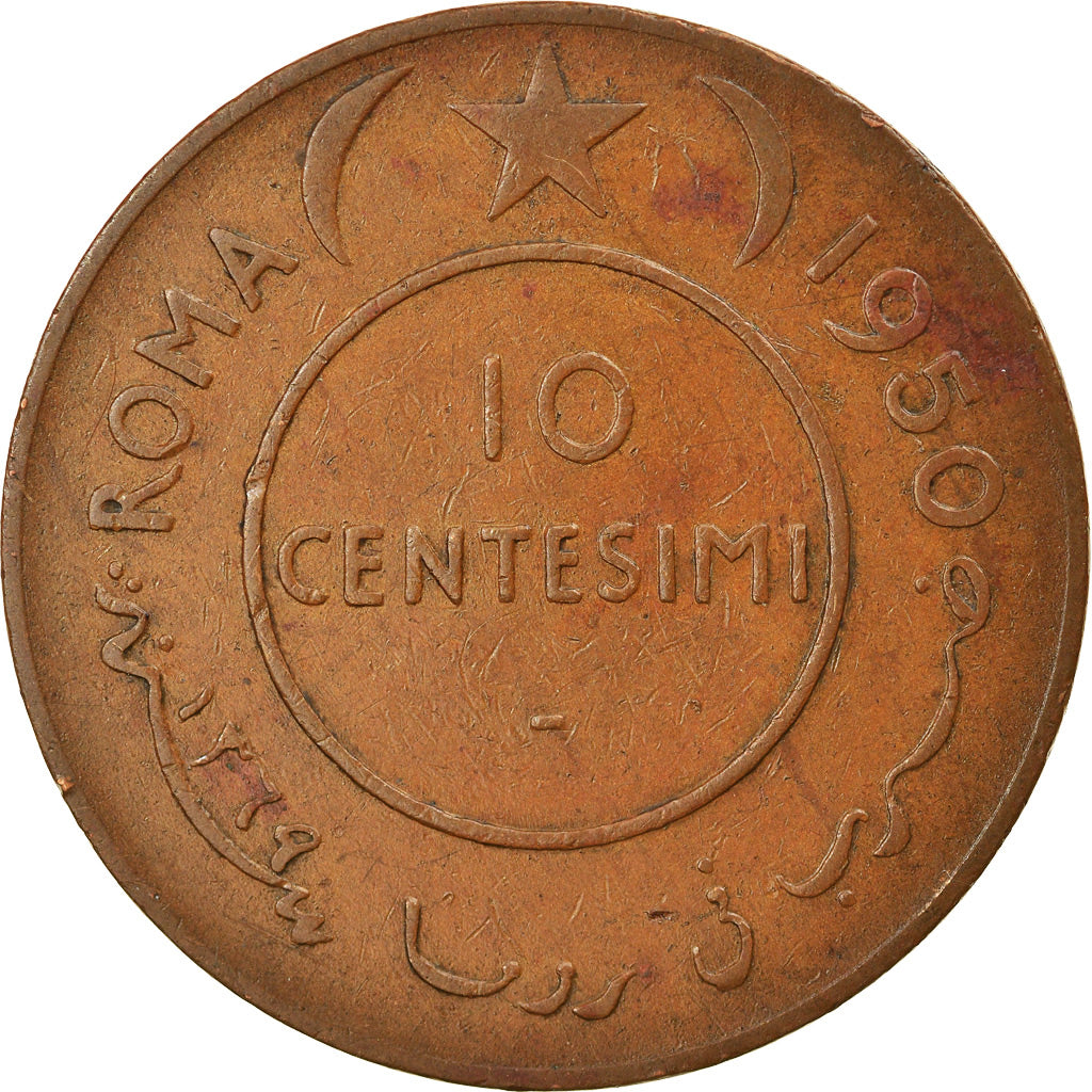 Coin, Somalia, 10 Centesimi, 1950, EF(40-45), Copper, KM:3