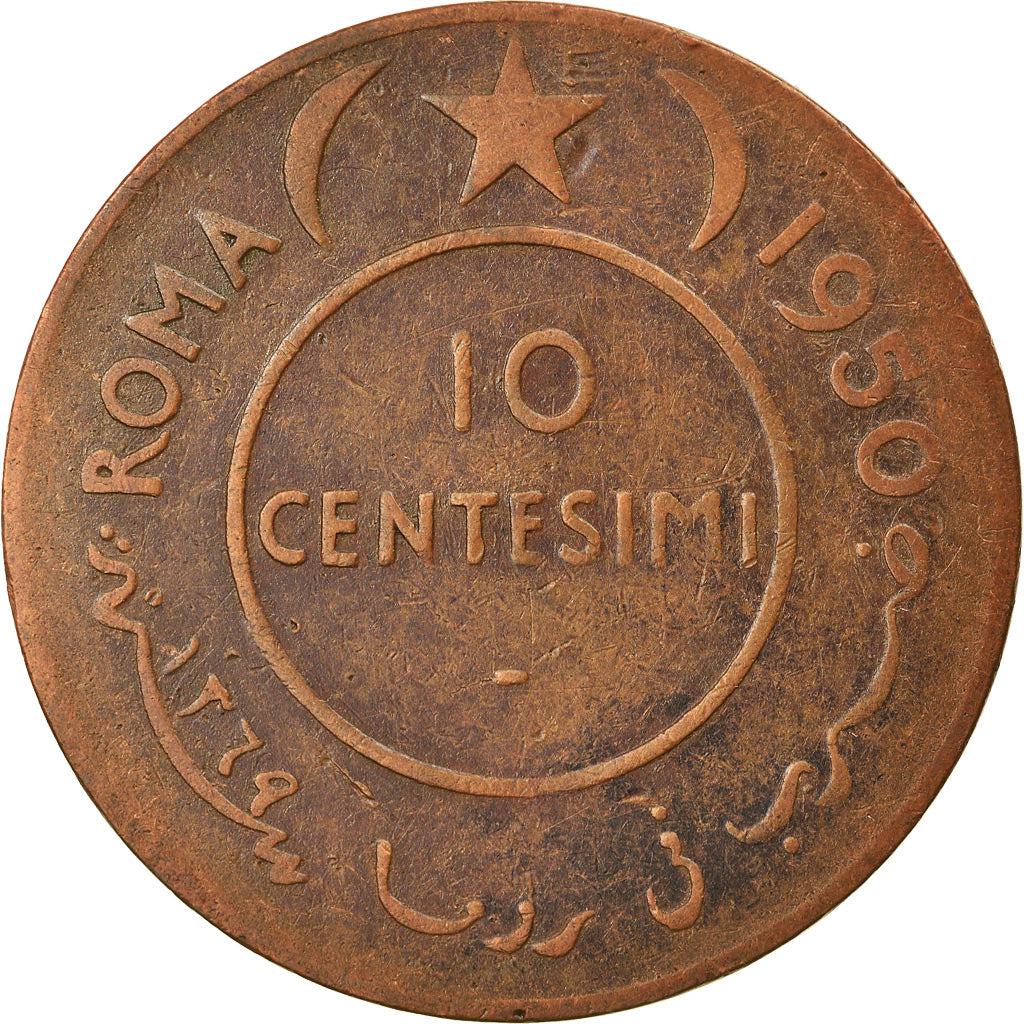 Coin, Somalia, 10 Centesimi, 1950, VF(30-35), Copper, KM:3