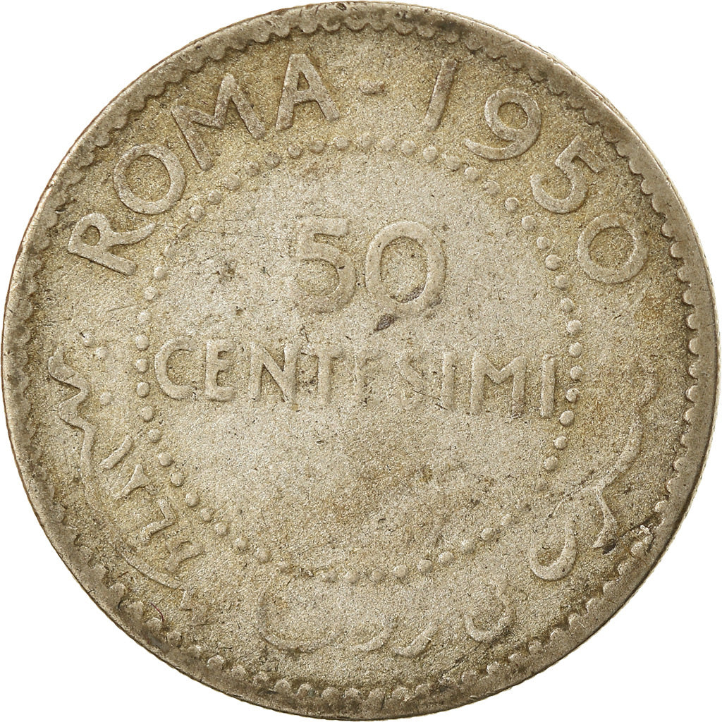 Coin, Somalia, 50 Centesimi, 1950, VF(20-25), Silver, KM:4