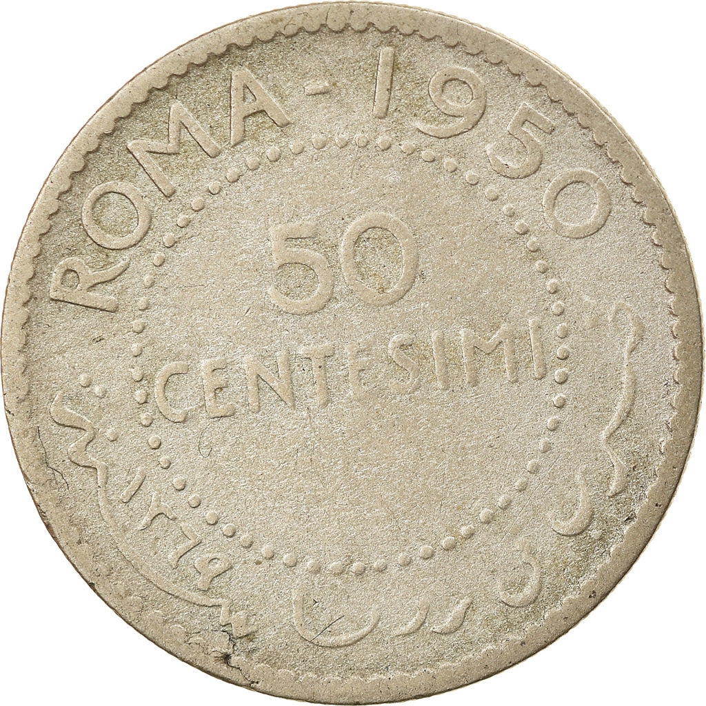 Coin, Somalia, 50 Centesimi, 1950, VF(20-25), Silver, KM:4