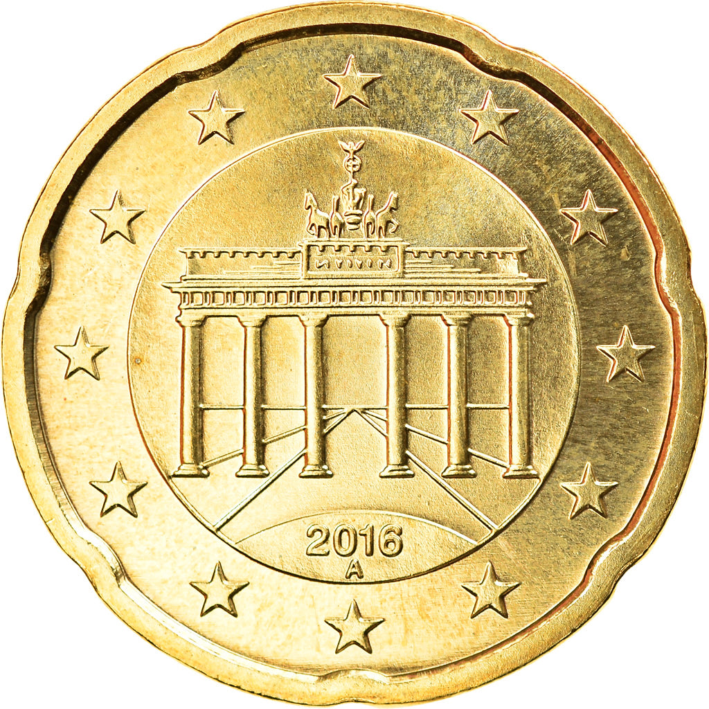 ALEMANHA - REPÚBLICA FEDERAL, 20 Euro Cent, 2016, Berlin, MS(63), Latão