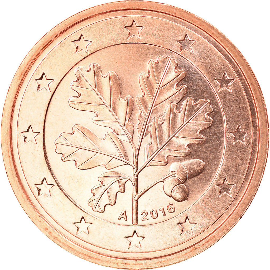GERMANY - FEDERAL REPUBLIC, 2 Euro Cent, 2016, Berlin, MS(63), Copper Plated