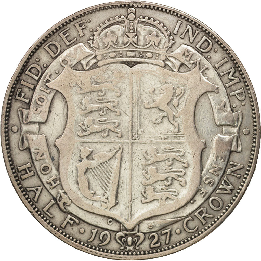 Great Britain, George V, 1/2 Crown, 1927, VF(30-35), Silver, KM:830