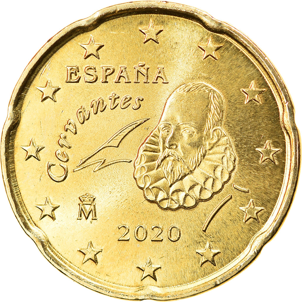 Hiszpania, 20 Euro Cent, 2020, MS(63), Mosiądz, KM:New