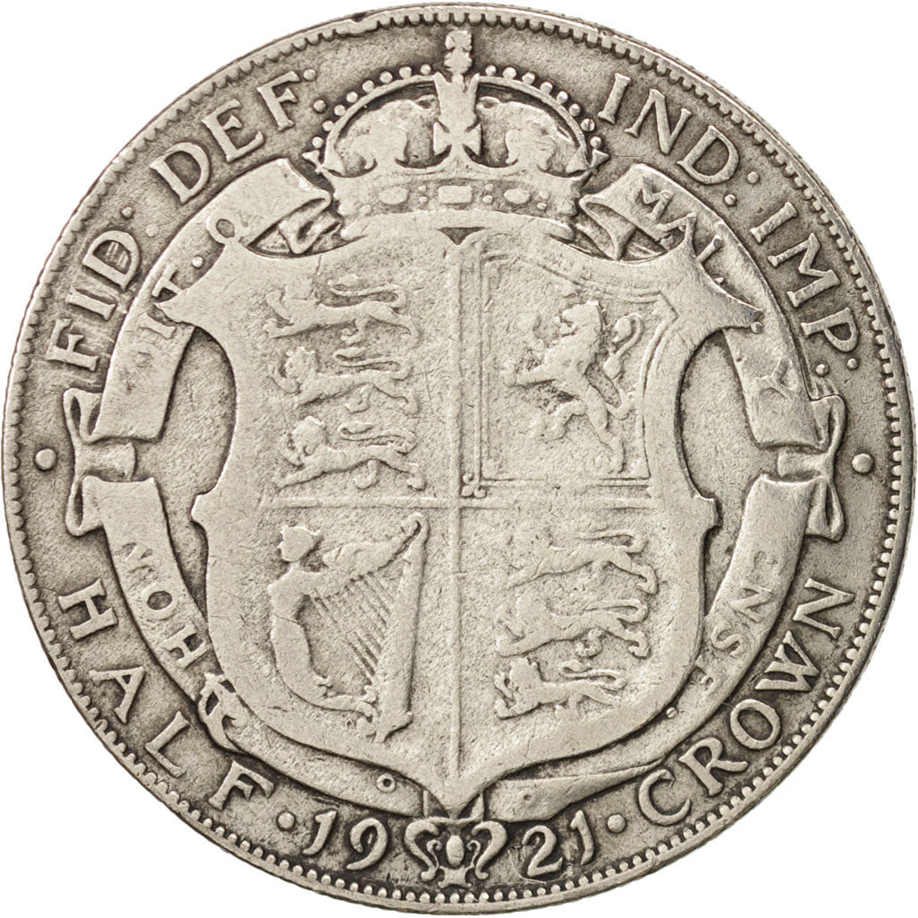 Great Britain, George V, 1/2 Crown, 1921, VF(30-35), Silver, KM:818.1a