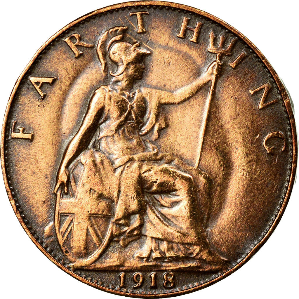 Coin, Great Britain, George V, Farthing, 1918, EF(40-45), Bronze, KM:808.1
