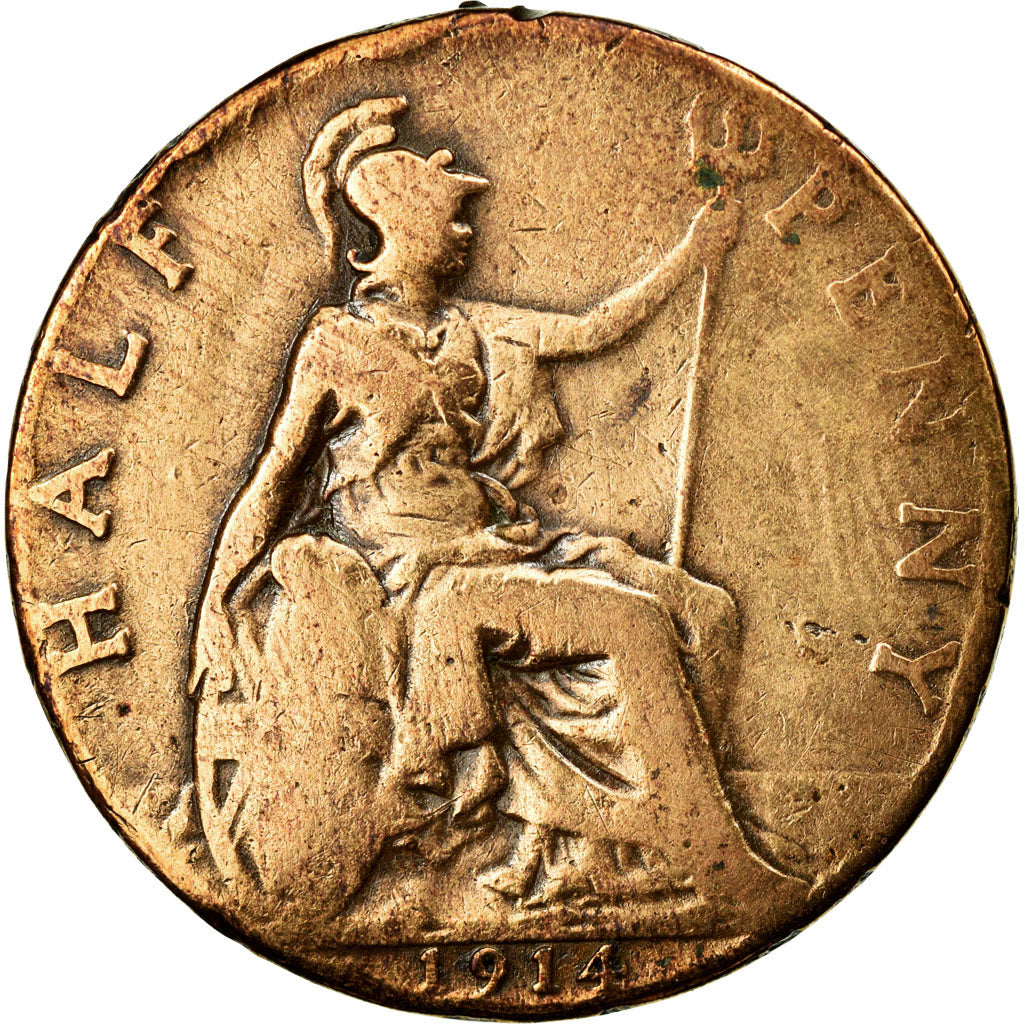 Coin, Great Britain, George V, 1/2 Penny, 1914, VF(30-35), Bronze, KM:809
