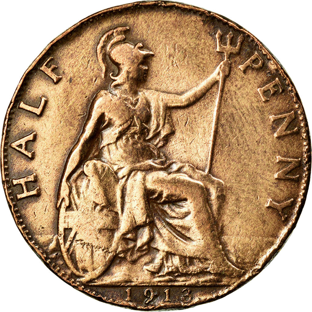 Coin, Great Britain, George V, 1/2 Penny, 1913, VF(30-35), Bronze, KM:809