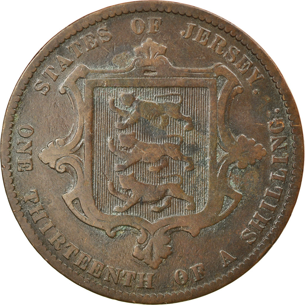 Coin, Jersey, Victoria, 1/13 Shilling, 1871, VF(20-25), Bronze, KM:5
