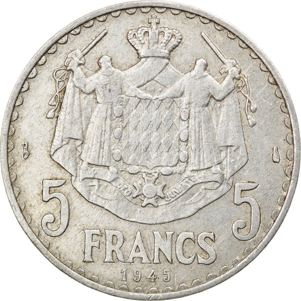 Monnaie, Monaco, Louis II, 5 Francs, 1945, TTB, Aluminium, Gadoury:MC135, KM:122