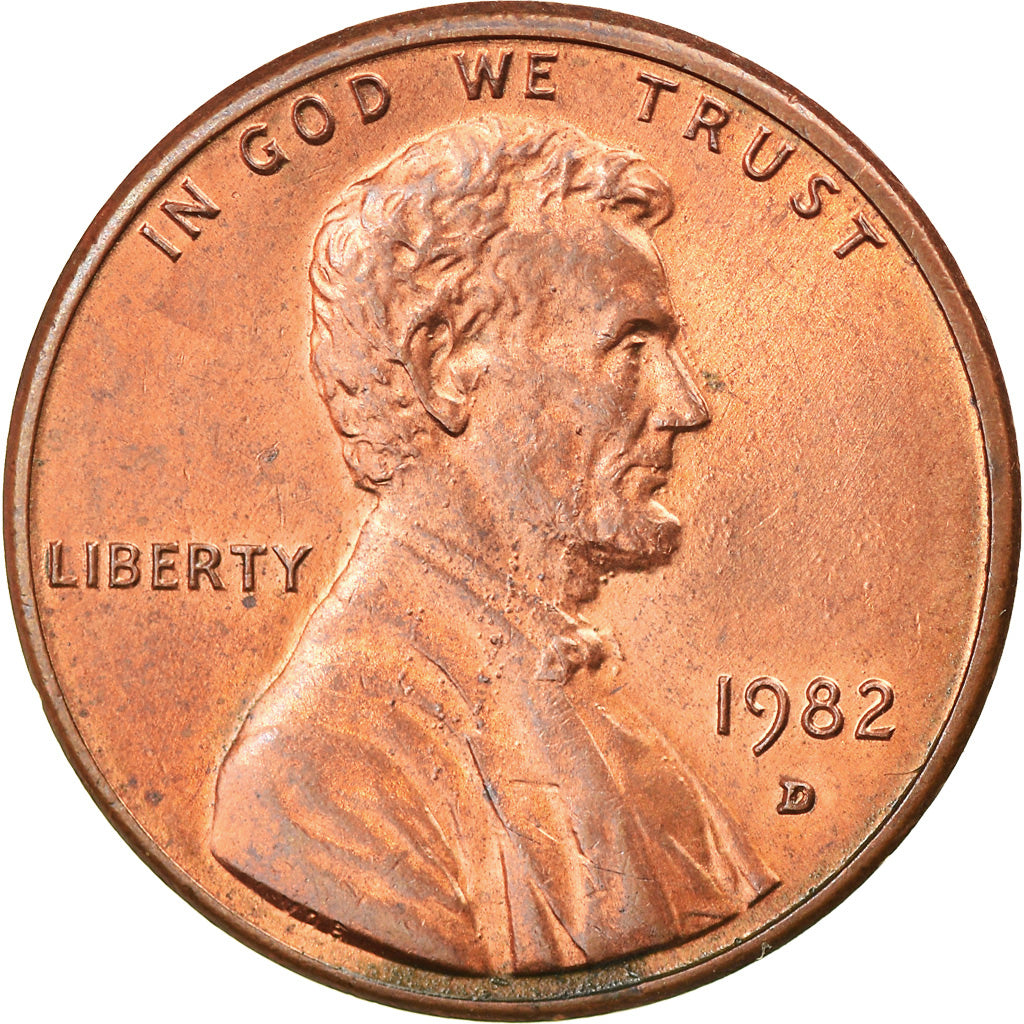 Coin, United States, Lincoln Cent, Cent, 1982, U.S. Mint, Denver, AU(55-58)