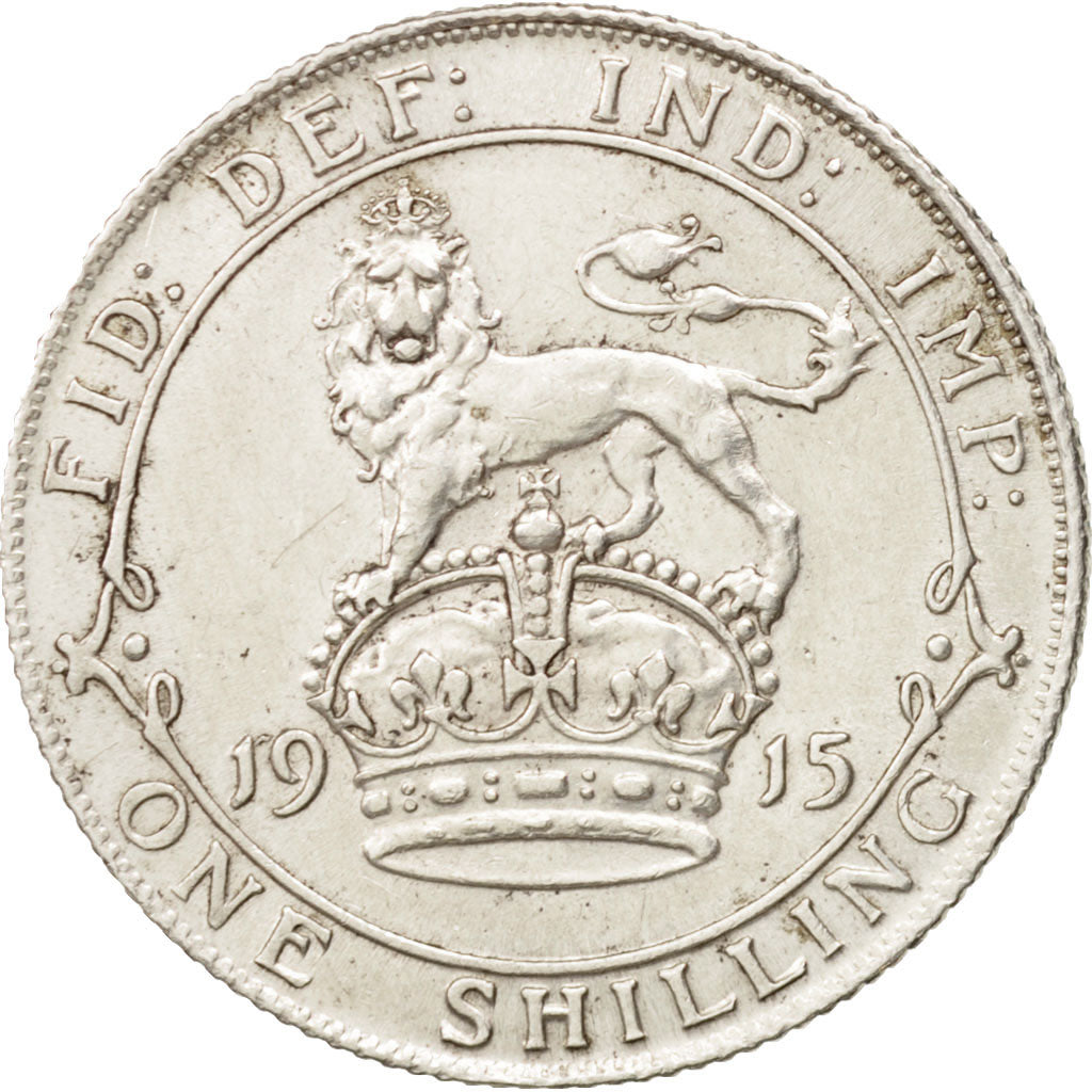 Great Britain, George V, Shilling, 1915, AU(50-53), Silver, KM:816