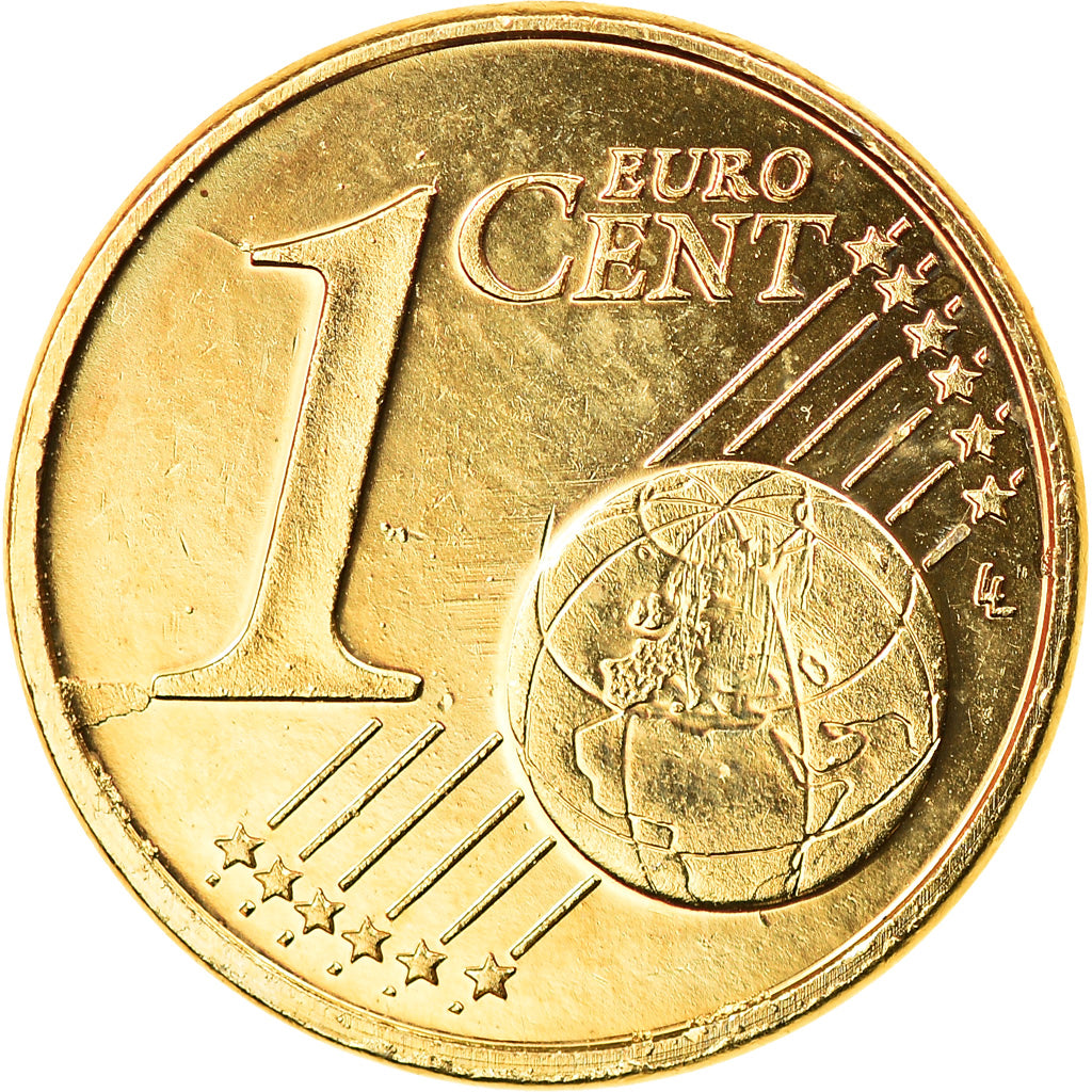 Luxembourg, Euro Cent, 2002, MS(63), Golden brass, KM:New