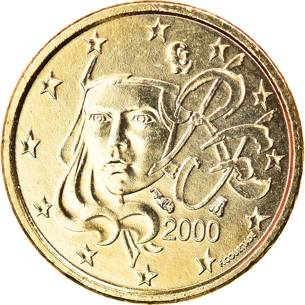France, Euro Cent, 2000, MS(63), Golden brass, KM:New