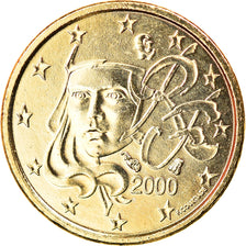 France, Euro Cent, 2000, MS(63), Golden brass, KM:New